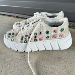 Free People Catch Me If You Can Womens Mirror Combo Crochet Sneakers Sz 37 US 7